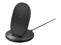 Belkin BoostCharge - Wireless charging pad + AC power adapter - 15 Watt - black - for Apple iPhone 11, 11 Pro, 11 Pro Max, 8, 8 Plus, X, XR, XS, XS Max, Samsung Galaxy Note10, Note10+, S10, S10+, S10e