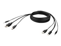 Belkin Secure KVM Combo Cable - Video / USB / audio cable - TAA Compliant - USB, mini jack, Mini DisplayPort (M) to USB Type B, mini jack, DisplayPort (M) - 1.83 m - passive, 4K support - black