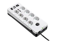 Eaton Protection Box 8 USB Tel@ Din - Surge protector - AC 220-250 V - 2500 Watt - output connectors: 8 - white