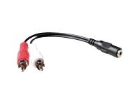 0.15 meter audio aansluitkabel 1x 35mm stereo jack female - 2x Tulp male - PolyBag
