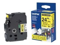 Brother TZe-S651 - Extra strength adhesive - black on yellow - Roll (2.4 cm x 8 m) 1 cassette(s) laminated tape - for Brother PT-D600, P-Touch PT-2430, 3600, 7600, 9800, D800, E500, E550, H500, P750, P900