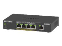 NETGEAR GS305Pv2 - Switch - unmanaged - 5 x 10/100/1000 (4 PoE) - desktop, wall-mountable - PoE+ (63 W) - DC power